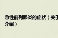 急性前列腺炎的症状（关于急性前列腺炎的症状的基本详情介绍）