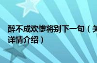 醉不成欢惨将别下一句（关于醉不成欢惨将别下一句的基本详情介绍）