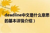 deadline中文是什么意思（关于deadline中文是什么意思的基本详情介绍）