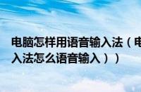 电脑怎样用语音输入法（电脑如何使用语音输入法（电脑输入法怎么语音输入））