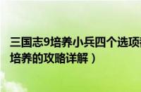 三国志9培养小兵四个选项都不行（三国志9威力加强版小兵培养的攻略详解）