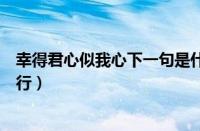 幸得君心似我心下一句是什么（幸得君心似我心下一句温客行）