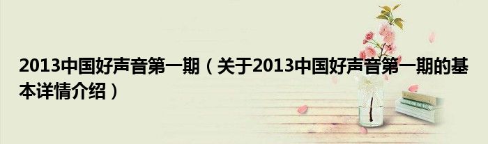 2013中国好声音第一期（关于2013中国好声音第一期的基本详情介绍）