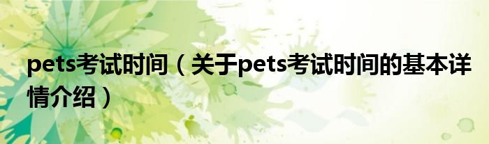 pets考试时间（关于pets考试时间的基本详情介绍）