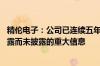 精伦电子：公司已连续五年亏损且收入规模较小 不存在应披露而未披露的重大信息