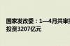 国家发改委：1—4月共审批核准固定资产投资项目50个 总投资3207亿元