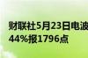 财联社5月23日电波罗的海干散货指数下跌0.44%报1796点