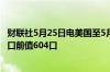 财联社5月25日电美国至5月24日当周石油总钻井总数为600口前值604口