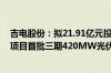 吉电股份：拟21.91亿元投建山东潍坊风光储多能互补试点项目首批三期420MW光伏项目