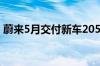 蔚来5月交付新车20544台 同比增长233.8%