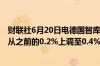 财联社6月20日电德国智库IFO将2024年德国GDP增长预测从之前的0.2%上调至0.4%