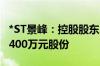 *ST景峰：控股股东、实控人拟增持200万元-400万元股份