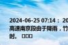 2024-06-25 07:14： 2024年6月25日7时10分，G25长深高速南京段由于降雨，竹镇至程桥枢纽双向限速80公里/小时。 ​​​