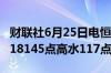 财联社6月25日电恒指期货夜盘收涨0.46%报18145点高水117点