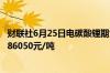 财联社6月25日电碳酸锂期货主力合约日内跌幅扩大至4%报86050元/吨