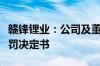 赣锋锂业：公司及董事长李良彬等收到行政处罚决定书