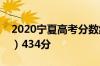 2020宁夏高考分数线出炉：本科一批（理科）434分