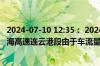 2024-07-10 12:35： 2024年7月10日12时29分，G15沈海高速连云港段由于车流量大，关闭赣榆港双向入口。 ​​​