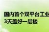 国内首个双平台工业化造楼机投入使用：最快3天盖好一层楼