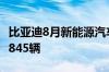 比亚迪8月新能源汽车销量同比增长85％至20845辆