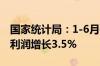 国家统计局：1-6月份全国规模以上工业企业利润增长3.5%