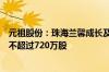 元祖股份：珠海兰馨成长及其一致行动人计划减持公司股份不超过720万股