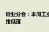 硅业分会：本周工业硅盘面大幅下跌 市场情绪低落