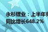 永杉锂业：上半年归母净利润6681.62万元 同比增长648.2%