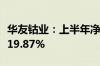 华友钴业：上半年净利润16.71亿元 同比减少19.87%