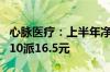 心脉医疗：上半年净利润同比增长44.36% 拟10派16.5元