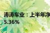 涛涛车业：上半年净利润1.82亿元 同比增长35.36%