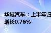 华域汽车：上半年归母净利润28.63亿元 同比增长0.76%