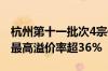 杭州第十一批次4宗住宅用地57.32亿元成交 最高溢价率超36%