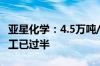 亚星化学：4.5万吨/年高端新材料项目土建施工已过半